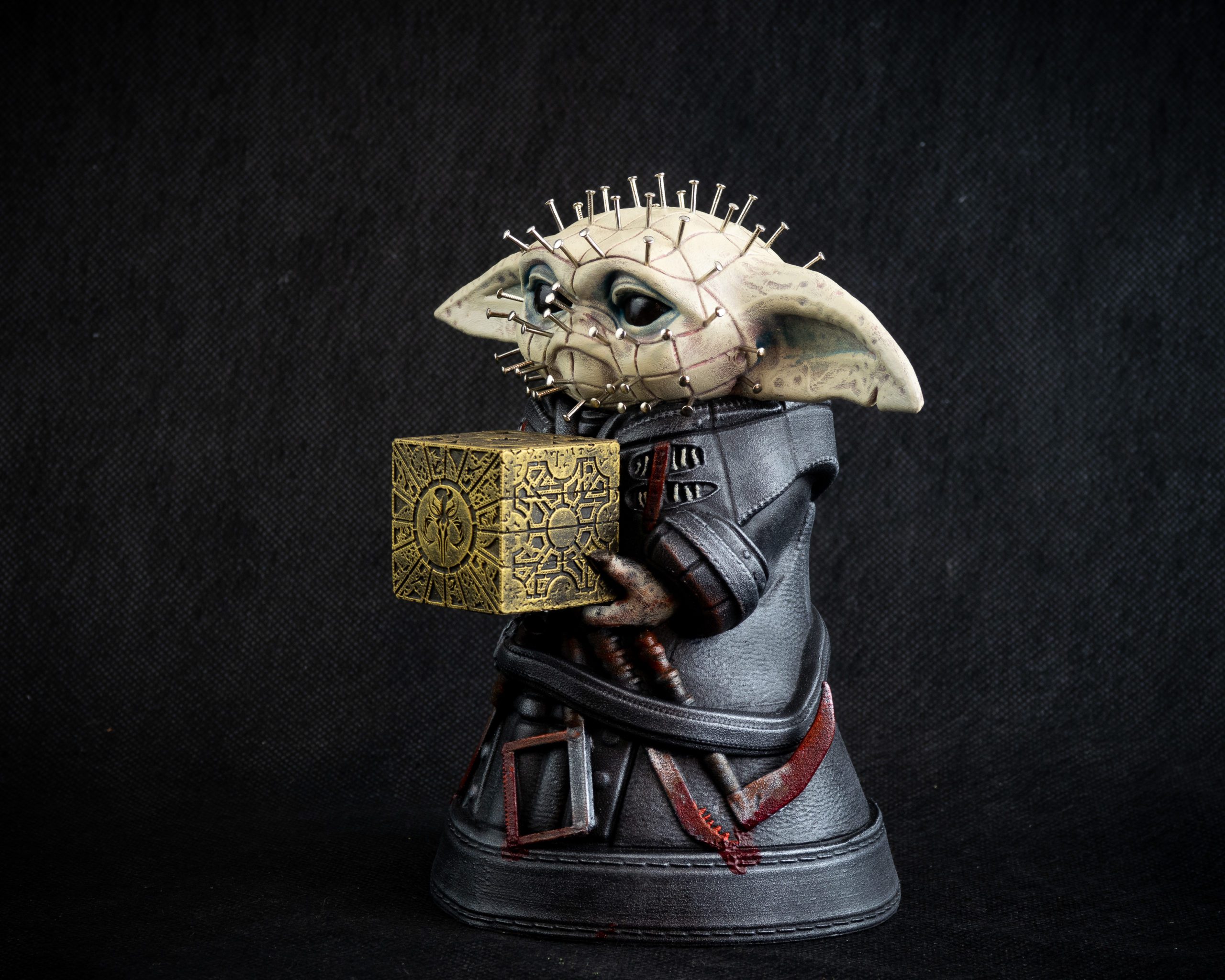 Pinhead Baby Yoda Hellraiser Mashup Handmade Display Figure